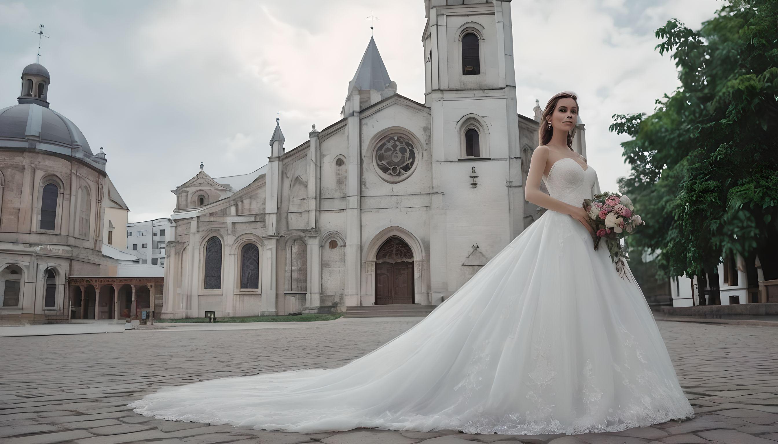 Luxuria Diamonds bride outside of a church